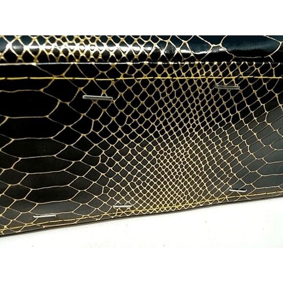 Snake Print Pillow/Headrest, Size 11.5" x 3.5" x 3" - Black/Gold - Picture 4 of 4